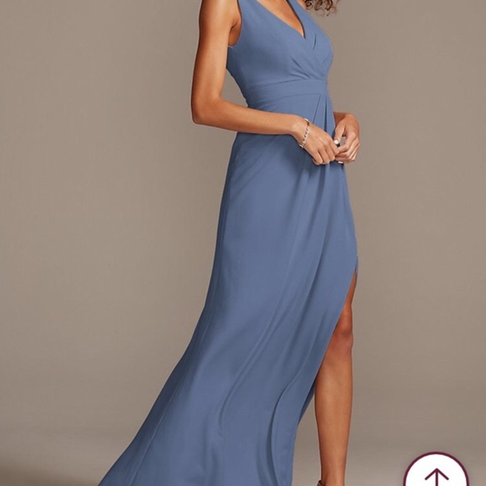 David’s Bridal Bridesmaid Dress — Steel Blue
